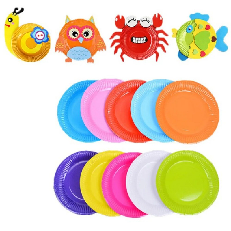 Ühevärvilised peolauanõud, ühekordsed pabertopsid, taldrikud, mahlatopsid, meisterdamine.