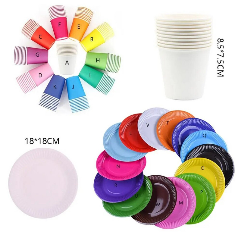 Ühevärvilised peolauanõud, ühekordsed pabertopsid, taldrikud, mahlatopsid, meisterdamine.