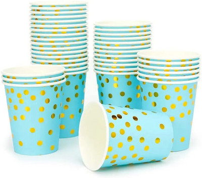 10 vnt Auksinių puodelių popieriniai vakarėlių stalo įrankiai gimtadienio vakarėlio lėkštė taškuota dryžuota puodelis vestuvių vakarėlio dekoravimui