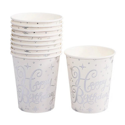 10 vnt Auksinių puodelių popieriniai vakarėlių stalo įrankiai gimtadienio vakarėlio lėkštė taškuota dryžuota puodelis vestuvių vakarėlio dekoravimui