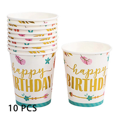 10 TK 9 Oz 250 ml Palju õnne sünnipäevaks paksendatud pabertops ühekordselt kasutatav paberitass toorpuitmassist laste sünnipäevapeotarbed
