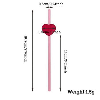 1 комплект хартиени сламки във формата на червено сърце Еднократна сламка за пиене за парти за рожден ден 2024 г. Консумативи за сватбена украса Baby Shower