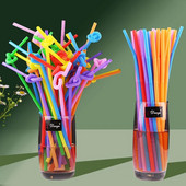 100/200 tk (1/2 pakk) 26 cm ühekordselt kasutatavad kunstikõrred toidukvaliteediga PP materjal Loominguline DIY kumera disainiga joogikõrs kaasaskantav TMZ