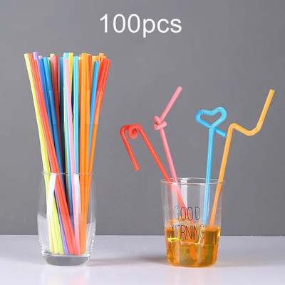 100/200 tk (1/2 pakk) 26 cm ühekordselt kasutatavad kunstikõrred toidukvaliteediga PP materjal Loominguline DIY kumera disainiga joogikõrs kaasaskantav TMZ