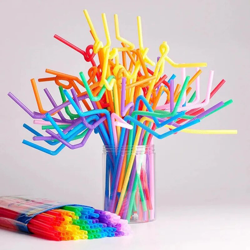 100/200 tk (1/2 pakk) 26 cm ühekordselt kasutatavad kunstikõrred toidukvaliteediga PP materjal Loominguline DIY kumera disainiga joogikõrs kaasaskantav TMZ