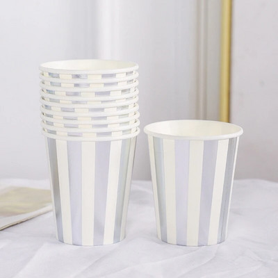 10 tk. Ühekordselt kasutatav pabertops Kuumstantsitud Hõbedase lainepunktiga pabertops Sünnipäeva pulmade perepeotarbed hulgimüügiks