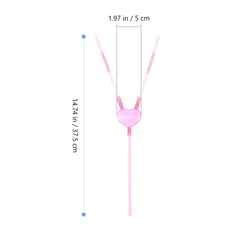 10 tk õlgedest topeltpead armastajatele Südamekõrred, plastist joogivalent