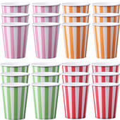 Dryžuoti puodeliai Gimtadienio papuošimai vakarėliui Vienkartiniai stalo reikmenys Popierinės servetėlės Puodeliai Lėkštės Staltiesės Vakarėlio reikmenys