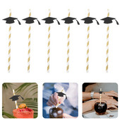 Creative DIY Chic Trencher Cap Paie Pai de băut pliabile pentru ceașcă pentru petrecerea de absolvire (Negru 12 buc.)