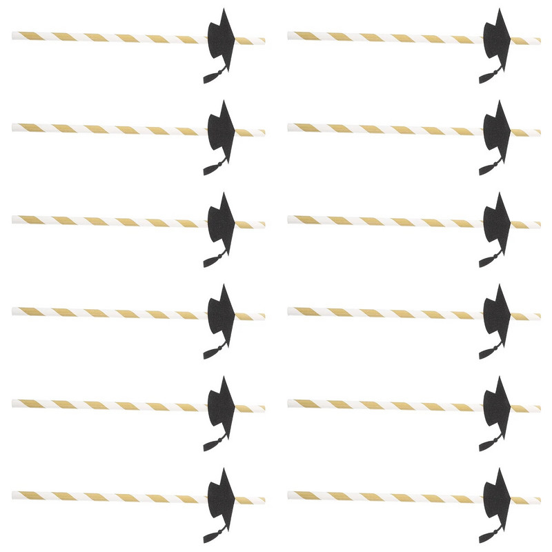 Creative DIY Chic Trencher Cap Paie Pai de băut pliabile pentru ceașcă pentru petrecerea de absolvire (Negru 12 buc.)