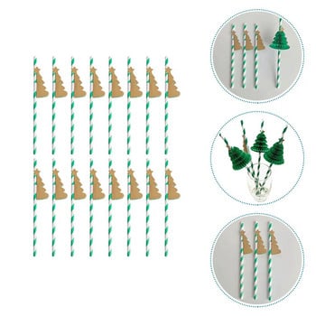 50 бр. Сламки за коледно дърво Хартиени прави пиене Коктейл за еднократна употреба Коледа