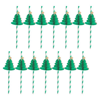 50 бр. Сламки за коледно дърво Хартиени прави пиене Коктейл за еднократна употреба Коледа