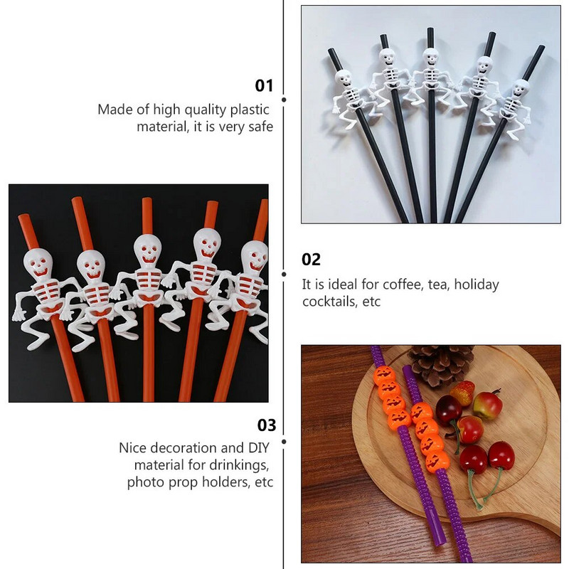 20 TK joogikõrred Halloweeni teemalised kõrred Plastikust kõrred Halloweeni peoks