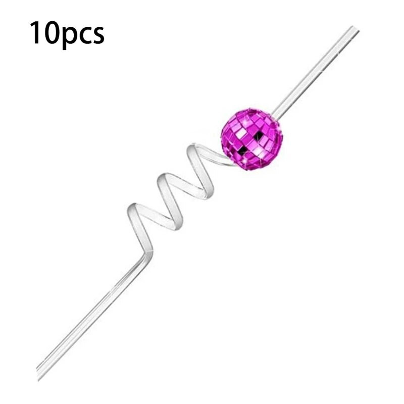 10 kom. Zrcalne disko kugle Slamke za diskoteke iz 70-ih Ukrasne slamke Pribor za zabave Y5GB