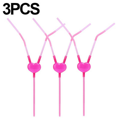 1/5 tk romantiline armastussüda, topeltkõrs, unikaalne painduv joogitoru ühekordselt kasutatav kokteil puuviljamahla õled peo baari tarvikud