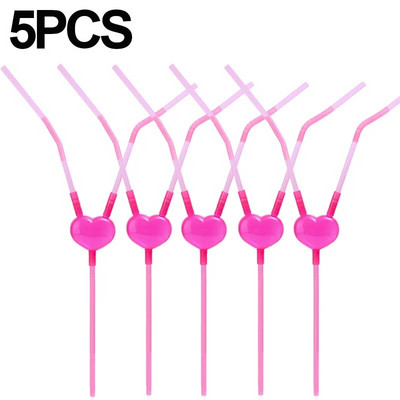 1/5 tk romantiline armastussüda, topeltkõrs, unikaalne painduv joogitoru ühekordselt kasutatav kokteil puuviljamahla õled peo baari tarvikud