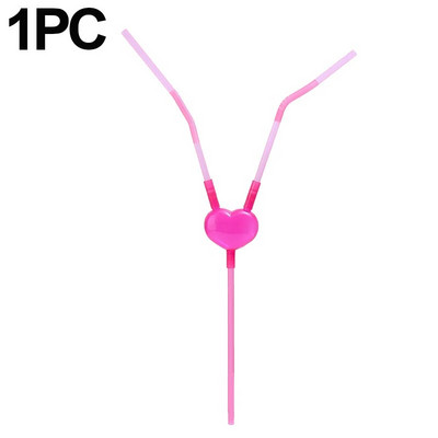 1/5 tk romantiline armastussüda, topeltkõrs, unikaalne painduv joogitoru ühekordselt kasutatav kokteil puuviljamahla õled peo baari tarvikud