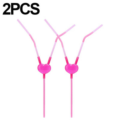 1/5 tk romantiline armastussüda, topeltkõrs, unikaalne painduv joogitoru ühekordselt kasutatav kokteil puuviljamahla õled peo baari tarvikud