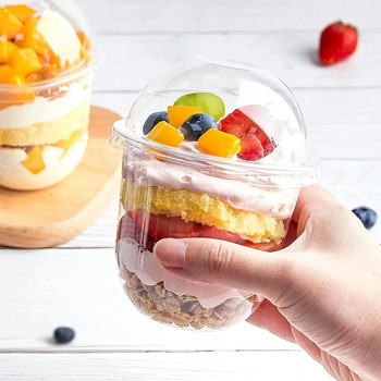 50 τμχ Φλιτζάνια για κέικ μιας χρήσης Clear Plastic χωρίς τρύπες Μους Κύπελλο επιδόρπιο με καπάκι Προμήθειες για κρύα ποτά πουτίγκας κρέμα φρούτων