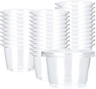 50 komada jednokratne čaše za salatu od 250 ml, prozirne plastične čaše za desert, posuda za zdjelice s kupolom/ravnim poklopcima za kolače od sladoleda