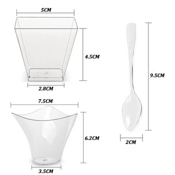 60/100 мл пластмасова десертна чаша за еднократна употреба Прозрачна чаша за пудинг от мус от плодов сладолед и смути за домашен рожден ден В комплекта