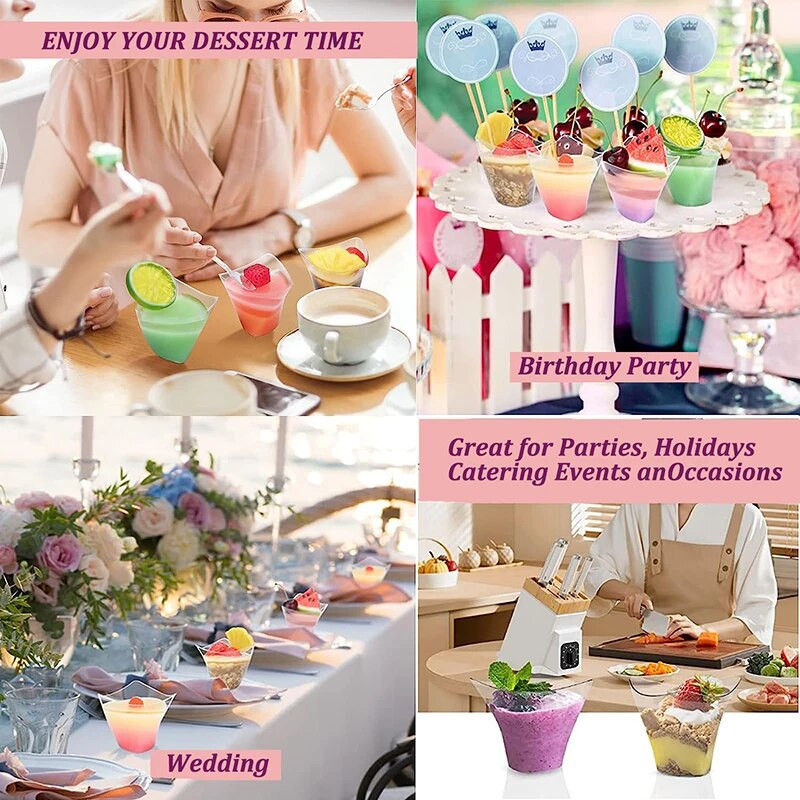 60/100 ml jednokratna plastična desertna čaša prozirna voćna sladoledna pjena smoothie puding čaša za kućnu rođendansku zabavu isporučuje se