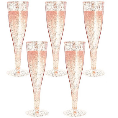 5PC jednokratne čaše za šampanjac Čaše za vino Plastične čaše za šampanjac Šalice za koktel Toasting Šampanjske čaše Svadbena zabava