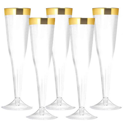 5PC jednokratne čaše za šampanjac Čaše za vino Plastične čaše za šampanjac Šalice za koktel Toasting Šampanjske čaše Svadbena zabava