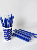 100 kom/pak. Pure Blue jednokratna slamka za piće s mjehurićima za čaj, plastična slamka za piće