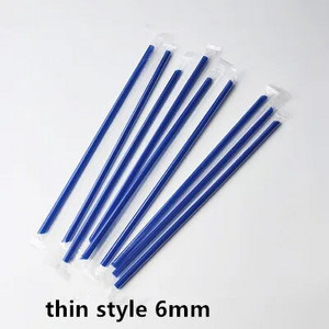100 kom/pak. Pure Blue jednokratna slamka za piće s mjehurićima za čaj, plastična slamka za piće