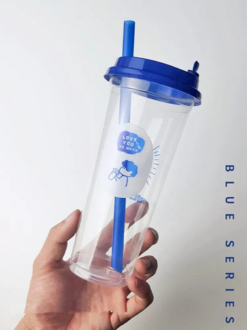 100 бр./опаковка Pure Blue сламка за еднократна употреба Bubble Tea Straw Пластмасова сламка Консумативи за пиене