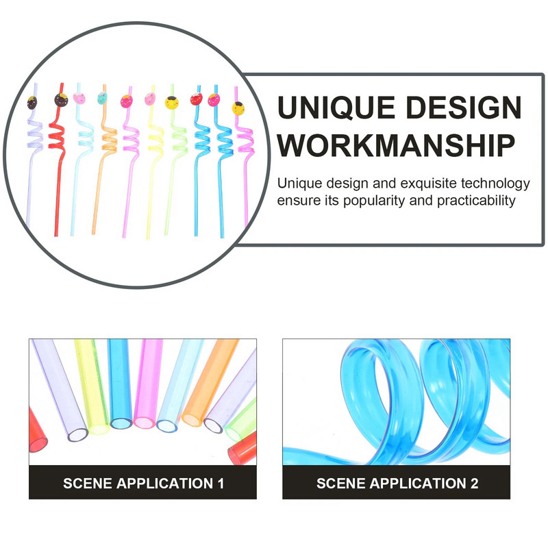 Loomingulised kõrred Spiraalikujulised kõrred Multifilmid Laste õled peotarbed PVC spiraalsed peokunsti õled