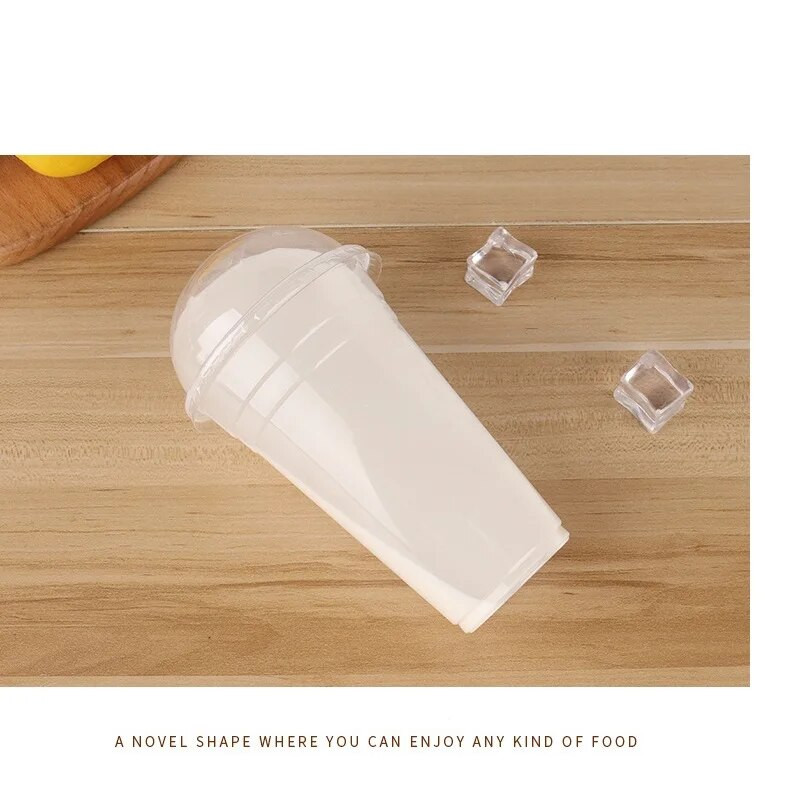 50 buc cești noi de unică folosință din plastic transparent, ceai cu lapte, cești pentru băuturi cu capace pentru picnic în aer liber pentru ziua de naștere.