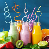 20 τμχ Καλαμάκια καινοτομίας δημιουργικού σχήματος Πλαστικά καλαμάκια Δημιουργικά καλαμάκια πόσιμου Τυχαίο χρώμα