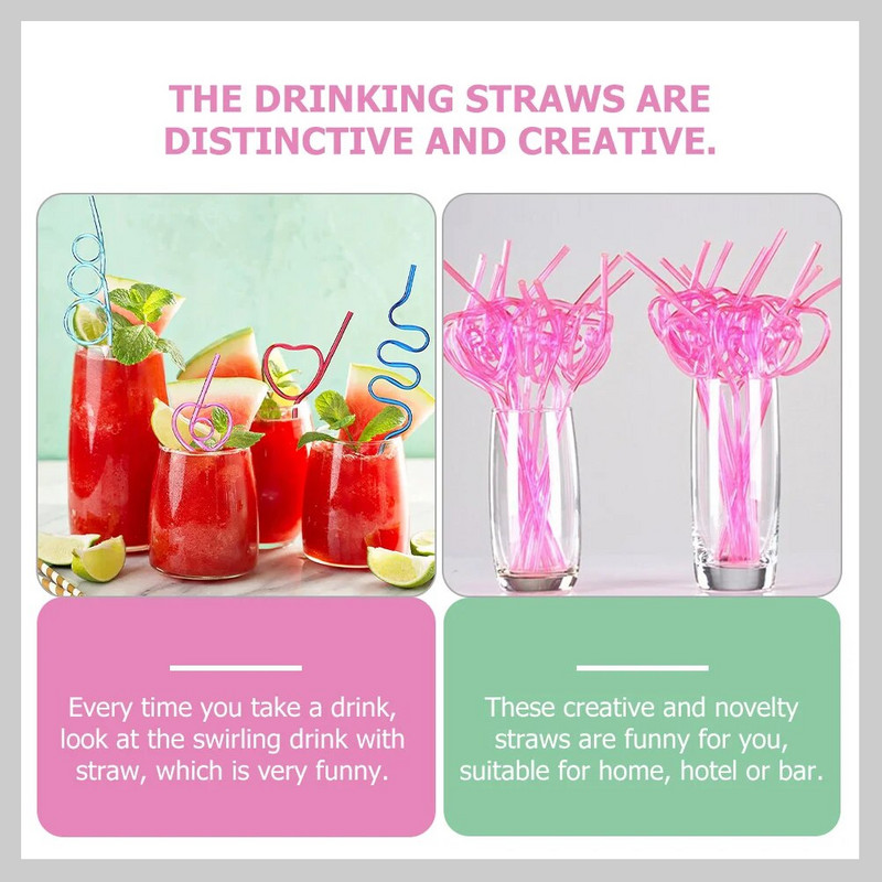 20 τμχ Καλαμάκια καινοτομίας δημιουργικού σχήματος Πλαστικά καλαμάκια Δημιουργικά καλαμάκια πόσιμου Τυχαίο χρώμα