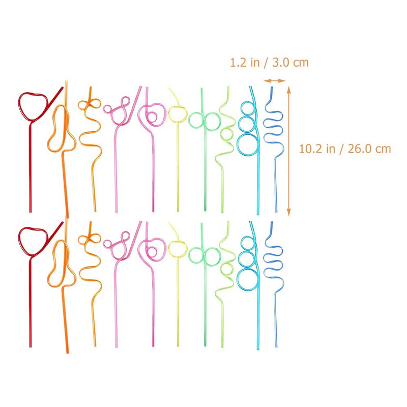 20 τμχ Καλαμάκια καινοτομίας δημιουργικού σχήματος Πλαστικά καλαμάκια Δημιουργικά καλαμάκια πόσιμου Τυχαίο χρώμα