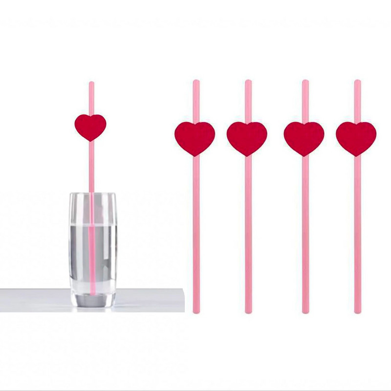 5tk Sõbrapäeva punane armastussüda ühekordselt kasutatav paberkõrs Head sõbrapäeva pulmaettepaneku pidu joogipaberist õled