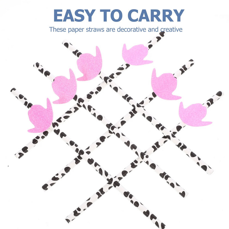 30 komada slamki od kravljeg papira, ukrasnih slamki za piće, papirnatih slamki za piće