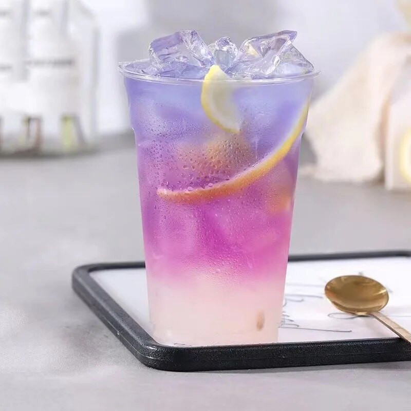 50 kom voćnih čaša jednokratne ledene čaše s mjehurićima za čaj s poklopcem za jednokratnu upotrebu Smoothie čaše za hladno piće Kupolasti poklopci