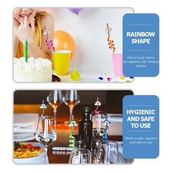 Многократно използваеми анимационни сламки Rainbow Детска играчка PVC парти за рожден ден Сламка Rainbow Straw Сламка за пиене за деца Baby Shower