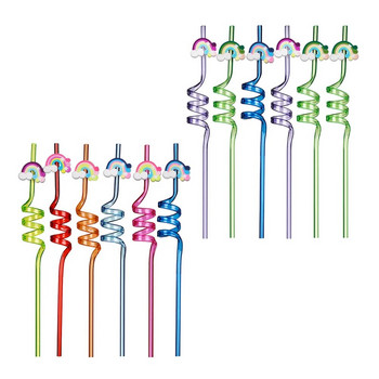 Многократно използваеми анимационни сламки Rainbow Детска играчка PVC парти за рожден ден Сламка Rainbow Straw Сламка за пиене за деца Baby Shower