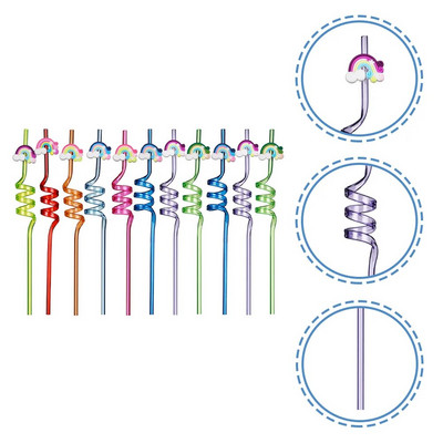 Korduvkasutatav multikas vikerkaare õled laste mänguasi PVC sünnipäevapeo õled vikerkaare õled lastele beebi dušš