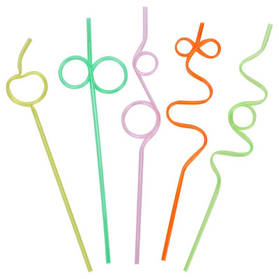 25 vnt. „Twists“ šiaudeliai „Crazy Loop“ šiaudeliai „Šiaudeliai“ Spalvingi gėrimo šiaudeliai.