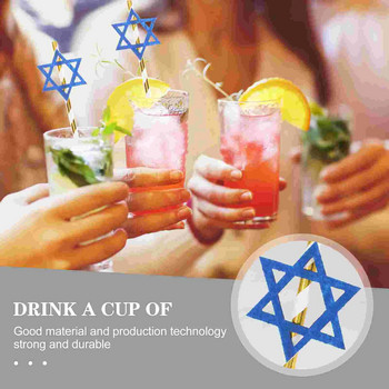 20 τμχ χάρτινα καλαμάκια γάλακτος ποτά ποτά σερβιρίσματος Καλαμάκια Hanukkah Party Supply Μικτό χρώμα