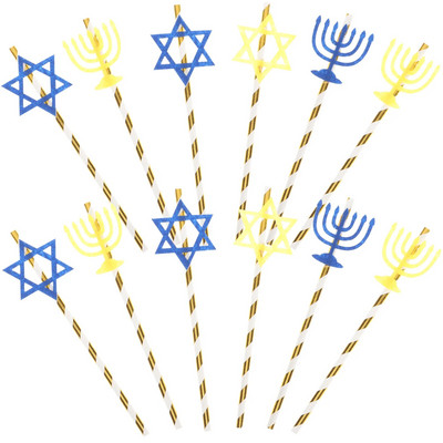 20 kom. Papirnate slamke Slamke za mliječne napitke Slamke za posluživanje Hanukkah zabava u različitim bojama