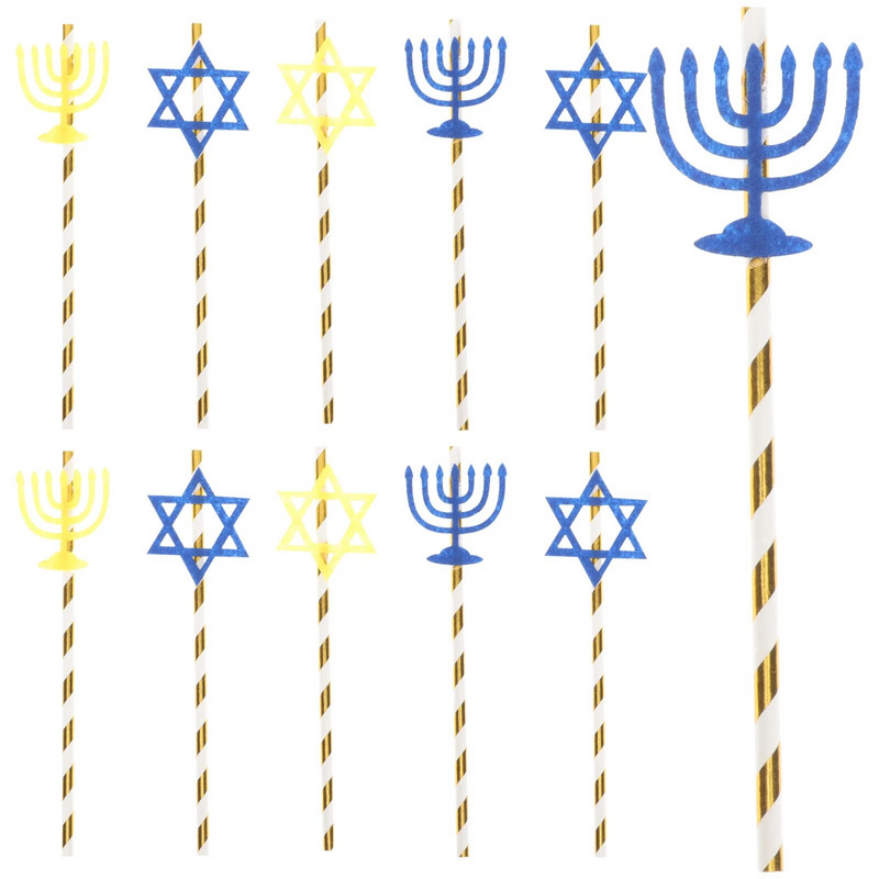 20 kom. Papirnate slamke Slamke za mliječne napitke Slamke za posluživanje Hanukkah zabava u različitim bojama