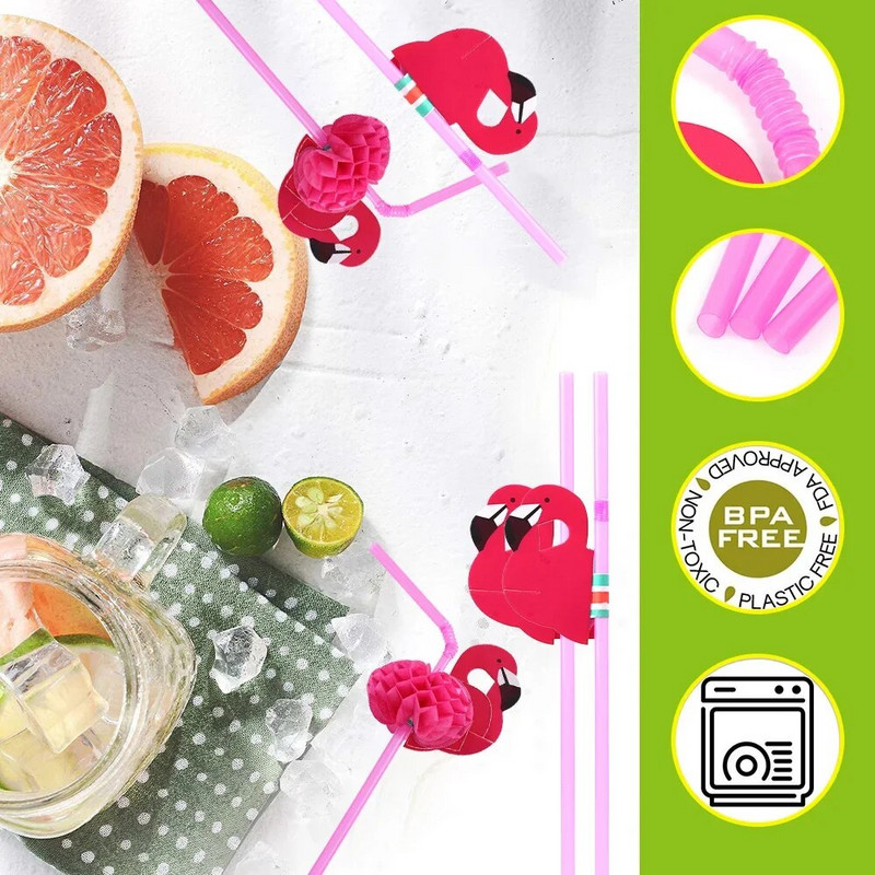 10/20 TK PVC Flamingokõrred Ühekordsed kokteilid Joogikõrred Sünnipäeva pulmapeokaunistus Suvised basseini rannatarbed