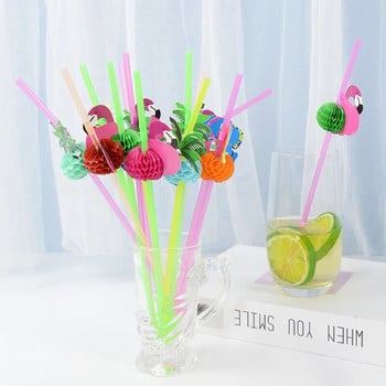 25 бр. Flamingo Coconut Tree Сламки за пиене Hawaiian Beach Birthday Party Decor Summer Pool Wedding Party Bar Drink Accessories