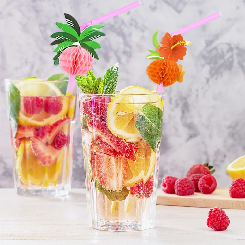 25 tk Flamingo kookospähklipuu joogikõrred Hawaii ranna sünnipäevapeo sisustus Suvine basseini pulmapeo baari joogitarvikud