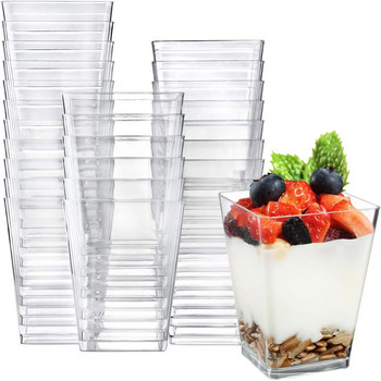 Пластмасова чаша за мус за еднократна употреба Чаша във формата на стълба Чаша за пудинг Десертна чаша за торта Предястие Желе Кисело мляко Мус Десертна чаша за печене